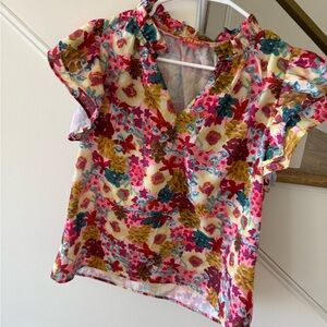 THML Vibrant Floral Blouse - Red, Pink, Yellow, Blue